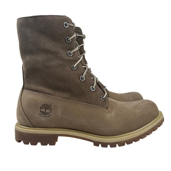 Timberland Roll Top Boots Womens 8.5 Light Brown Nubuck Warm Lined Fleece WP - Picture 3 of 10